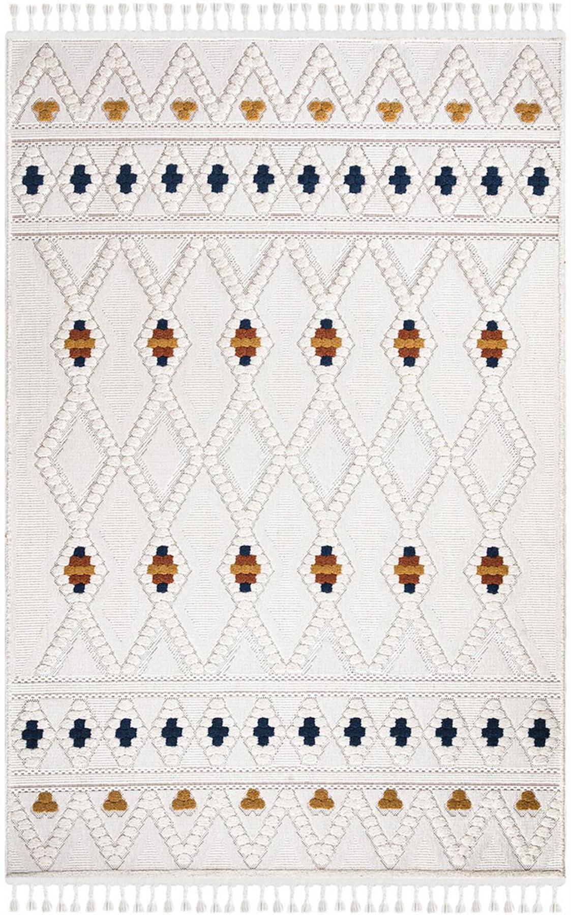İpek Mekik Halı Lupin 18502 Krem 10 mm Polyester Yıkanabilir Orta Kaymaz Pamuk Taban Dikdörtgen Antre-Çocuk Odası-Salon-Yatak Odası Halısı 80x400 cm