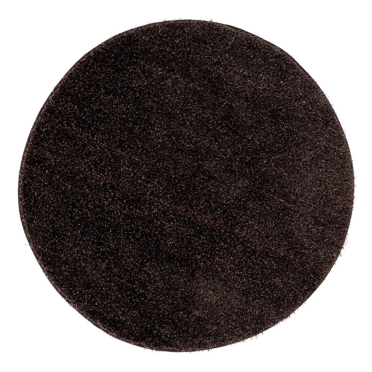 Eurobano Synergy Kahverengi 25 mm Polyester Yıkanabilir Kaymaz Taban Yuvarlak Makine Dokuma Halı 130x130 cm