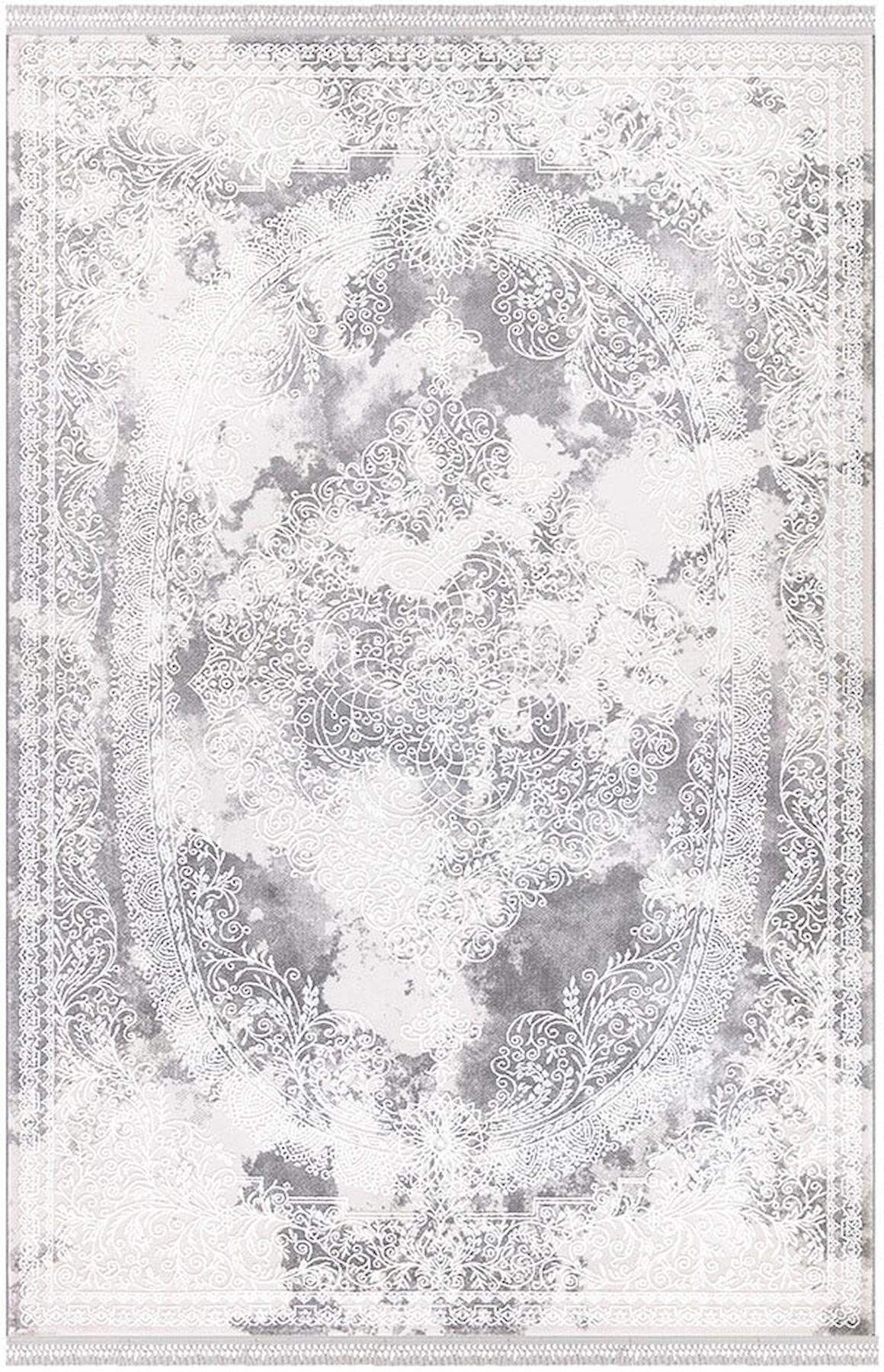 İpek Home Blossom 13622 Gri 10 mm Bambu Toz Tutmaz Yıkanabilir Orta Kaymaz Pamuk Taban Dikdörtgen Makine Dokuma Antre-Çocuk Odası-Salon-Yatak Odası Halısı 100x300 cm