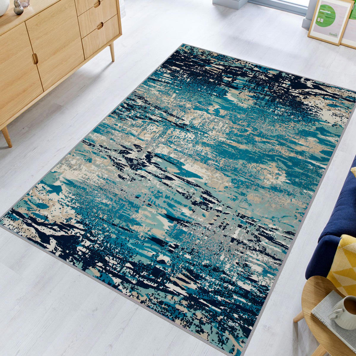 Rovigo Home RVG1799 Çok Renkli 8 mm Polyester Antibakteriyel-Leke Tutmaz-Toz Tutmaz Yıkanabilir İnce Kaymaz Dot Taban Dikdörtgen Makine Dokuma Salon Halısı 80x500 cm