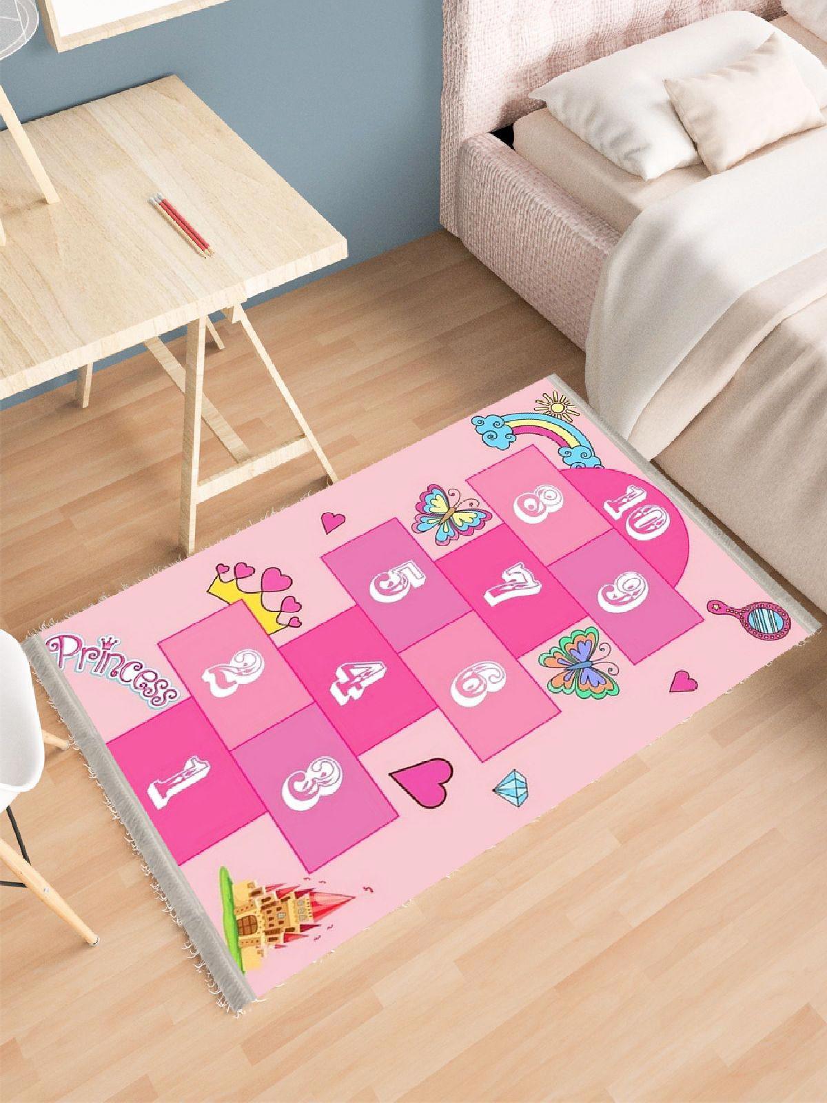 Enbe Collection E-CK10153A Krem 5 mm Pamuk Antibakteriyel Yıkanabilir Orta Kaymaz Dot Taban Dikdörtgen Makine Dokuma Çocuk Odası Halısı 100x100 cm