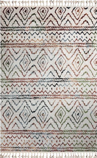Toprak Halı Alegro 9538 Çok Renkli 7 mm Polyester Toz Tutmaz Yıkanabilir İnce Dikdörtgen Makine Dokuma Antre-Oturma Odası-Salon-Yatak Odası Halısı 200x290 cm