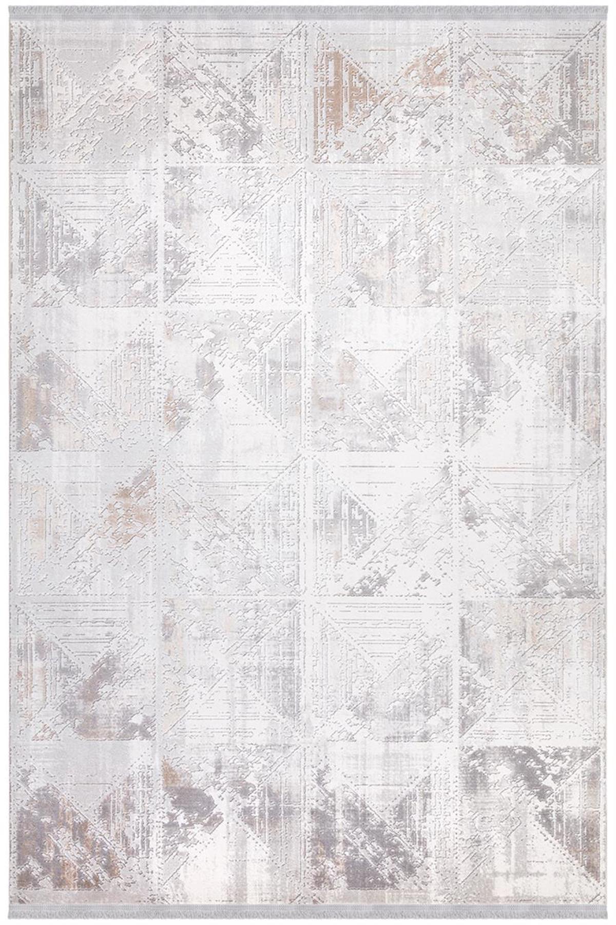 İpek Mekik Halı Vales 7814A Gri 8 mm Akrilik Yıkanabilir Orta Kaymaz Pamuk Taban Dikdörtgen Makine Dokuma Antre-Çocuk Odası-Salon-Yatak Odası Halısı 180x280 cm
