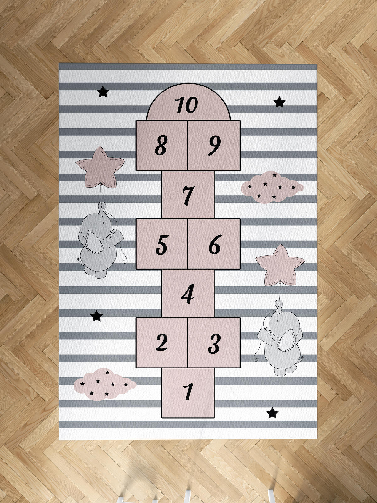 Mekta Home Fil-Seksekli Krem 10 mm Antibakteriyel Yıkanabilir İnce Kaymaz Dot Taban Dikdörtgen Makine Dokuma Çocuk Odası Halısı 140x300 cm