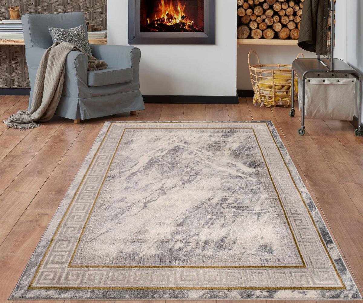 Home Dream CRS001 Bej 10 mm Polyester Yumuşak Yıkanabilir Orta Kaymaz Dikdörtgen Makine Dokuma Salon Halısı 80x150 cm