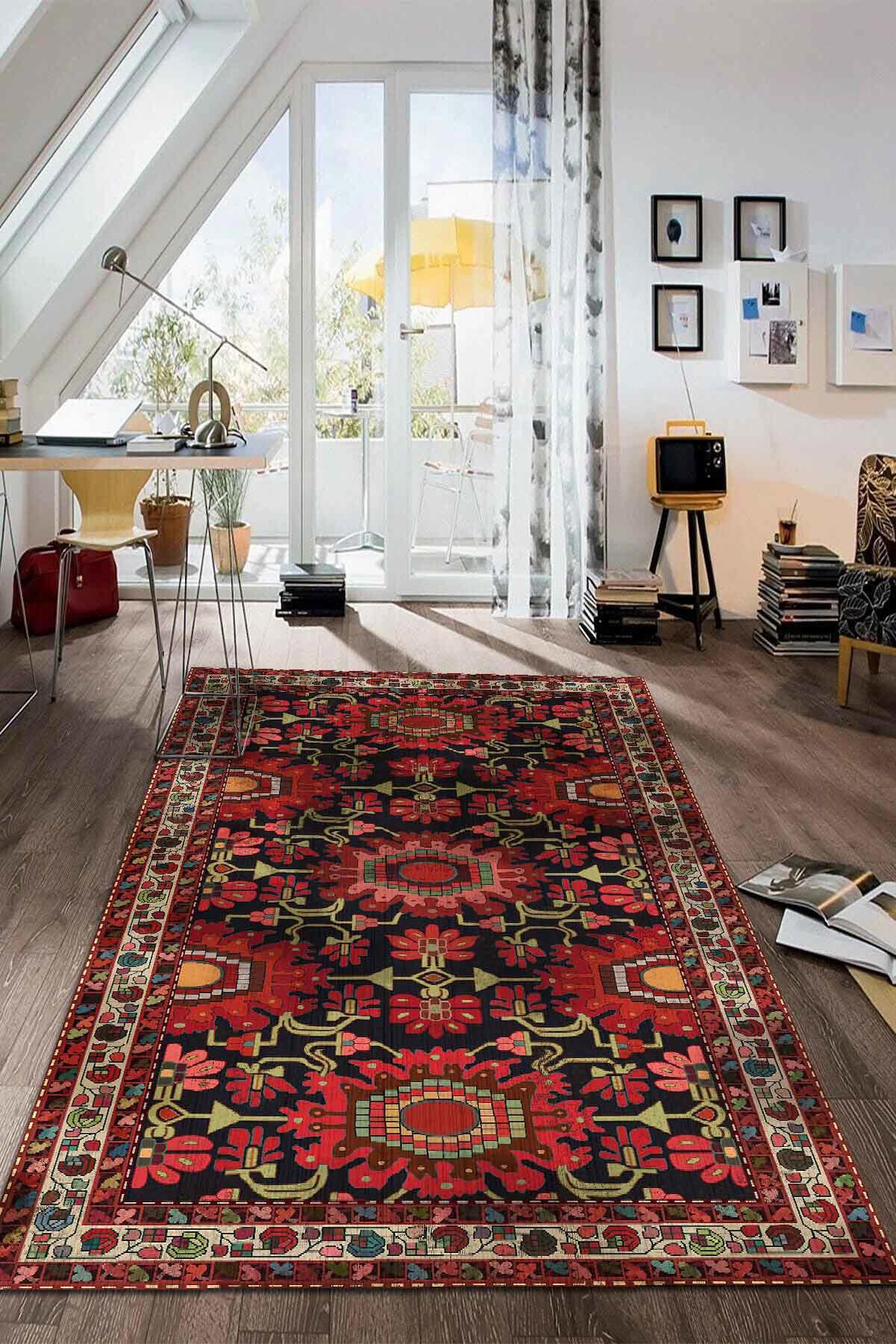 Aida Home Rebecca Krem 0.5 mm Pamuk Antibakteriyel Yıkanabilir İnce Kaymaz Lateks Taban Dikdörtgen Makine Dokuma Salon Halısı 80x300 cm