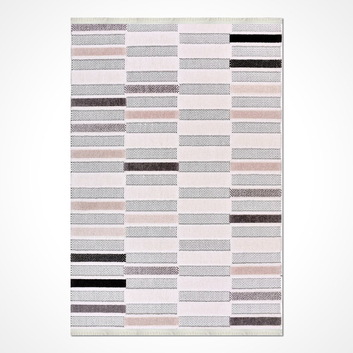 Crea Halı Rey 1858AK Krem 8 mm Polyester Toz Tutmaz Yıkanabilir Orta Dikdörtgen Makine Dokuma Salon Halısı 80x200 cm