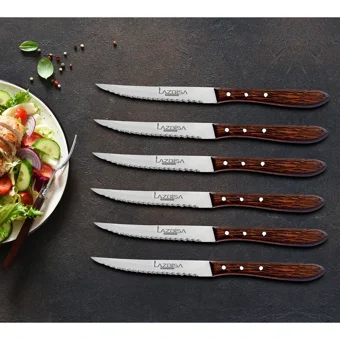 Lazbisa Mutfak Bıçak Seti Steak Et Bıçak Restoran Et Kesme Doğrama Meyve Sebze Bıçak Şık Venge Ağaç Sap