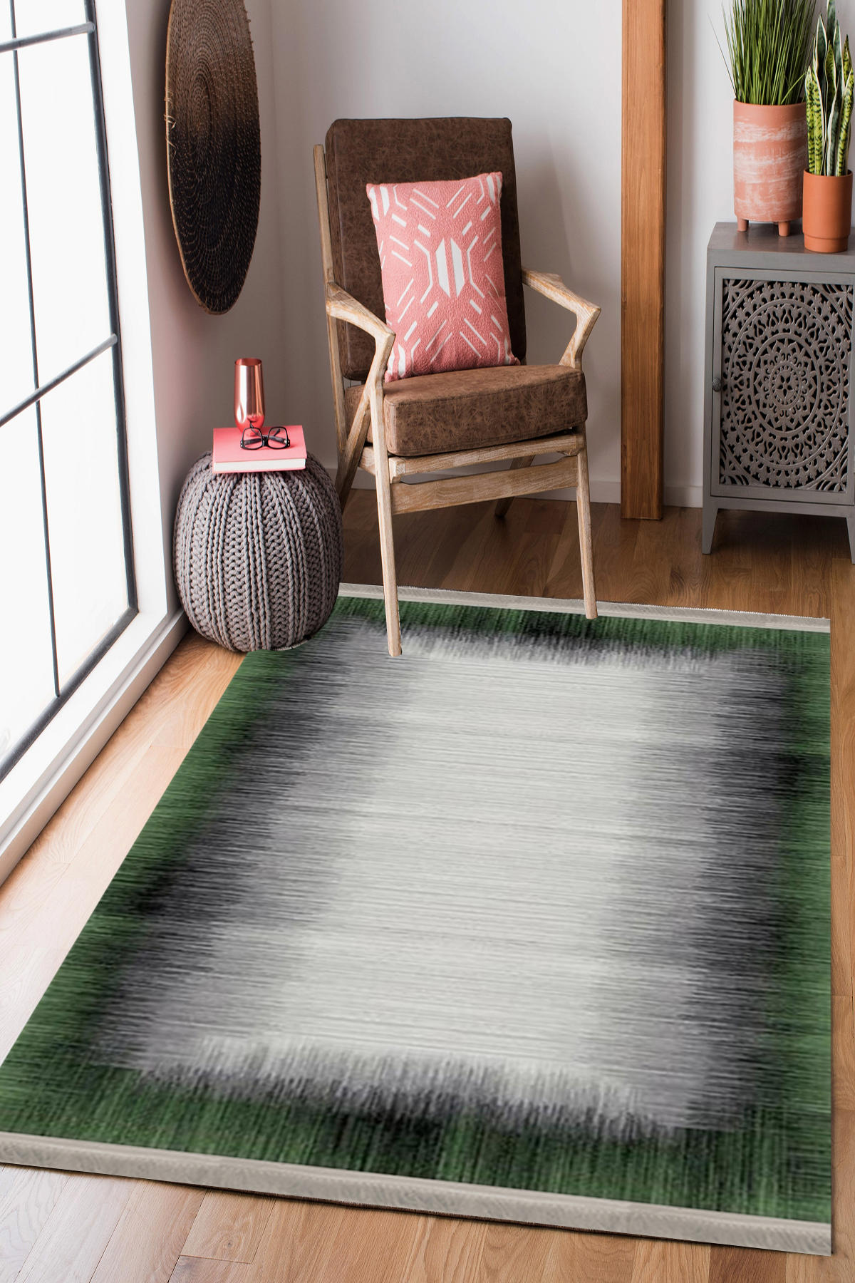 Homier Collection H-DK-5170A Krem 7 mm Pamuk Antibakteriyel Yıkanabilir Orta Kaymaz Dot Taban Dikdörtgen Makine Dokuma Salon Halısı 80x300 cm