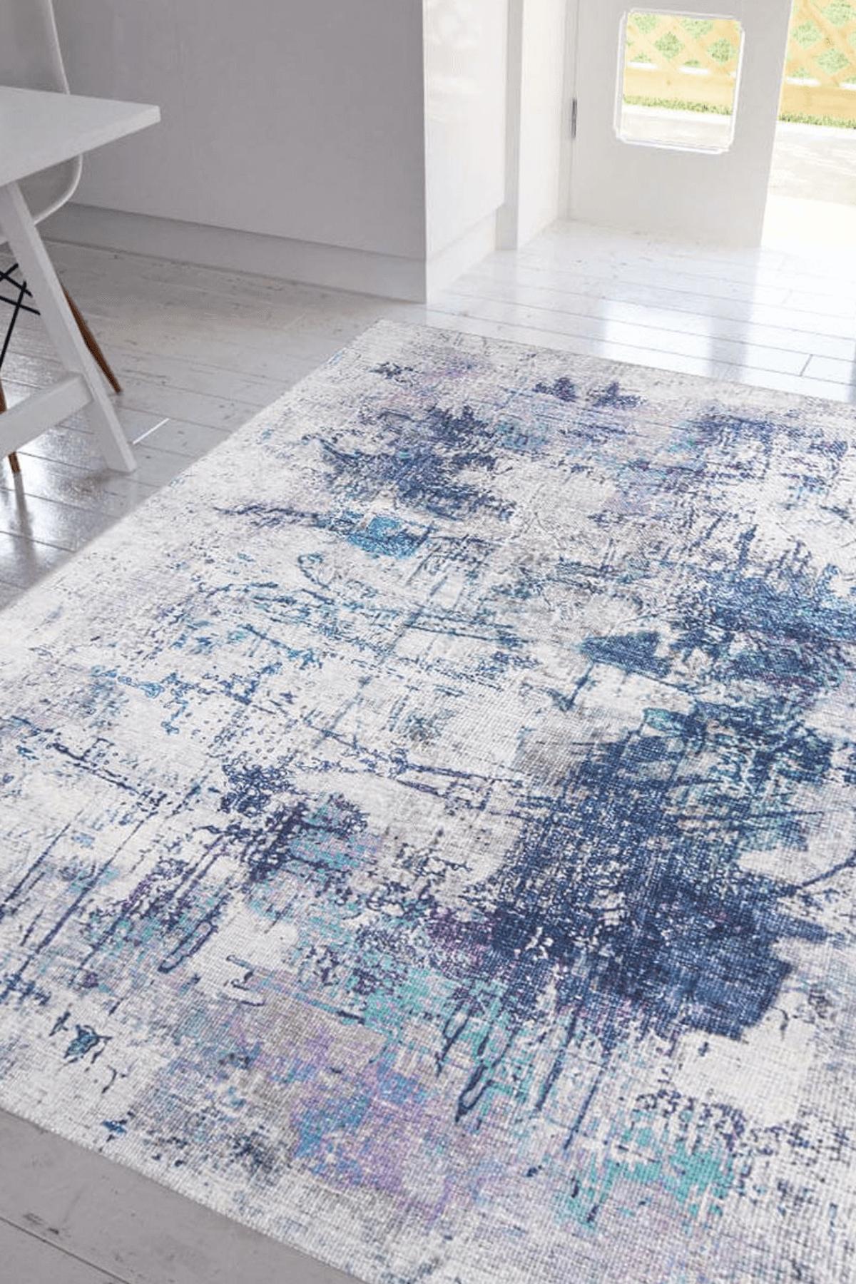 Artloop AL-220 Çok Renkli 4 mm Polyester Yıkanabilir İnce Kaymaz Jüt Taban Dikdörtgen Makine Dokuma Salon Halısı 80x200 cm