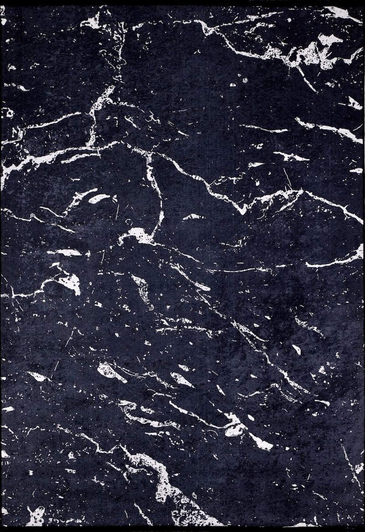 Halı Atölyesi Siyah 5 mm Pamuk Yıkanabilir İnce Kaymaz Taban Dikdörtgen Makine Dokuma Oturma Odası-Salon Halısı 100x150 cm