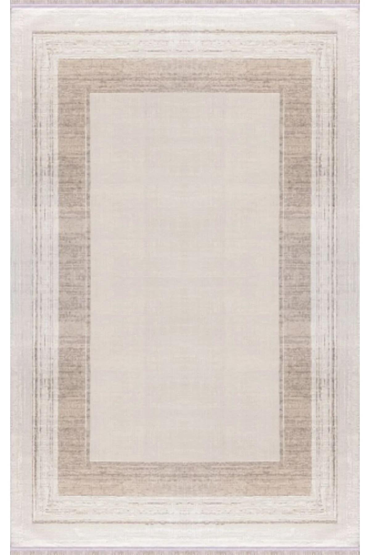 Merinos Lion 62744 Krem 6 mm Polyester Antialerjenik Yıkanabilir İnce Kaymaz Dikdörtgen Makine Dokuma Salon Halısı 150x220 cm