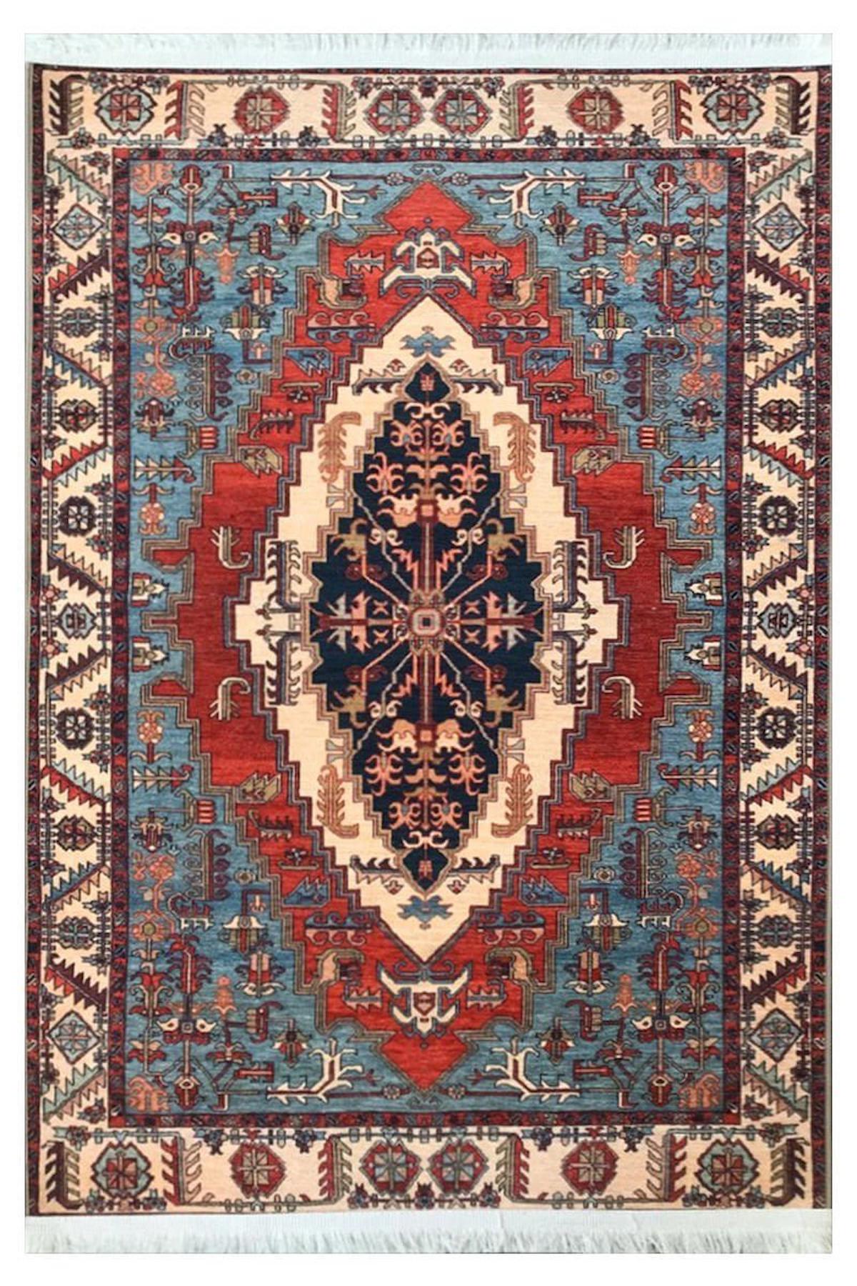 Prizma Home V6026 Çok Renkli Pamuk Toz Tutmaz Yıkanabilir Orta Dikdörtgen Makine Dokuma Oturma Odası-Salon Halısı 100x150 cm