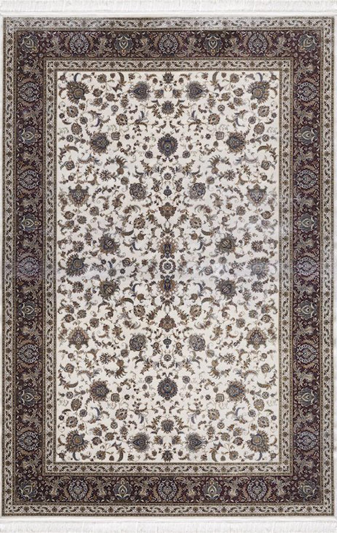 Artemis Halı 5160B Bordo - Krem Akrilik Yıkanabilir İnce Kaymaz Jüt Taban Dikdörtgen Makine Dokuma Salon Halısı 100x200 cm