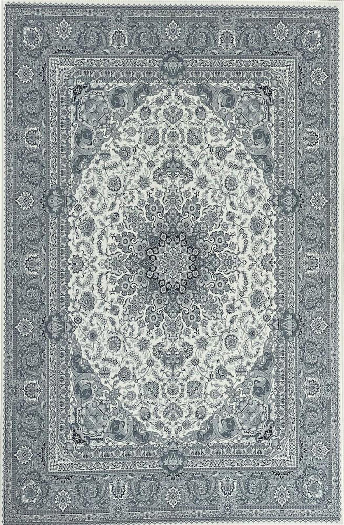 Carpettex Beyaz-Gri 8 mm Bambu Yıkanabilir İnce Kaymaz Jüt Taban Dikdörtgen Makine Dokuma Salon Halısı 100x500 cm