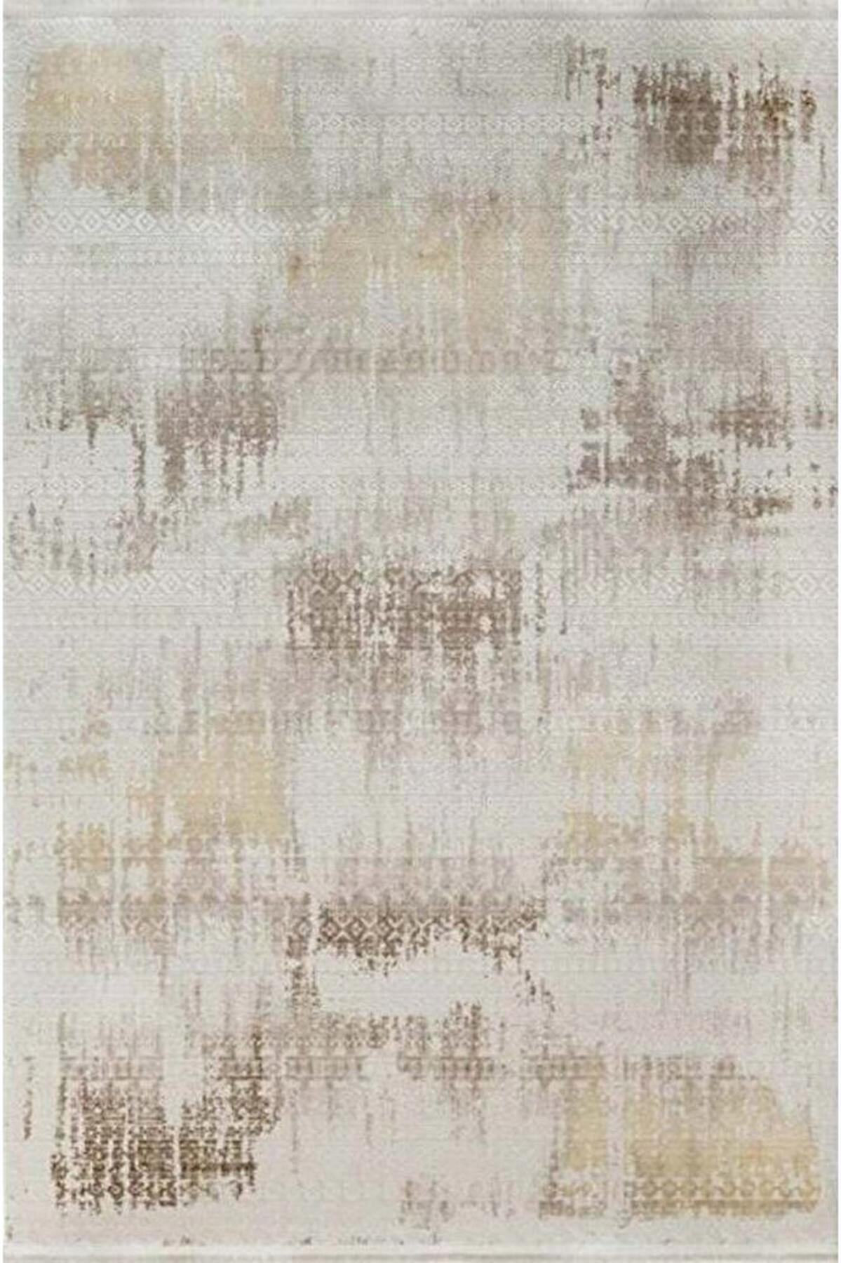 Gümüşsuyu Novastyle 13657 Sarı 6 mm Pamuk Toz Tutmaz Yıkanabilir İnce Kaymaz Dikdörtgen Makine Dokuma Salon Halısı 80x150 cm