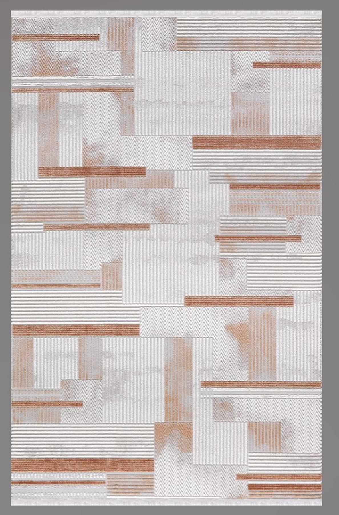 Merinos Diyez Krem 12 mm Akrilik Toz tutmaz Yıkanabilir İnce Kaymaz Dikdörtgen Makine Dokuma Salon Halısı 160x230 cm