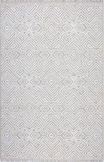 Sanat Halı Lora Plus 3747 Çok Renkli 7 mm Pamuk Antibakteriyel Yıkanabilir Kalın Kaymaz Lateks Taban Dikdörtgen Makine Dokuma Salon Halısı 200x290 cm