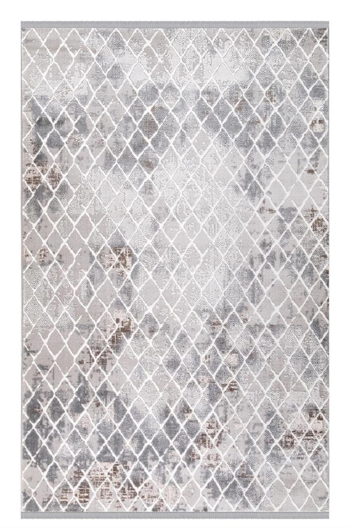 İpek Mekik Halı Anisa 15951 Gri 10 mm Akrilik Yıkanabilir Orta Kaymaz Pamuk Taban Dikdörtgen Makine Dokuma Antre-Çocuk Odası-Salon-Yatak Odası Halısı 180x180 cm