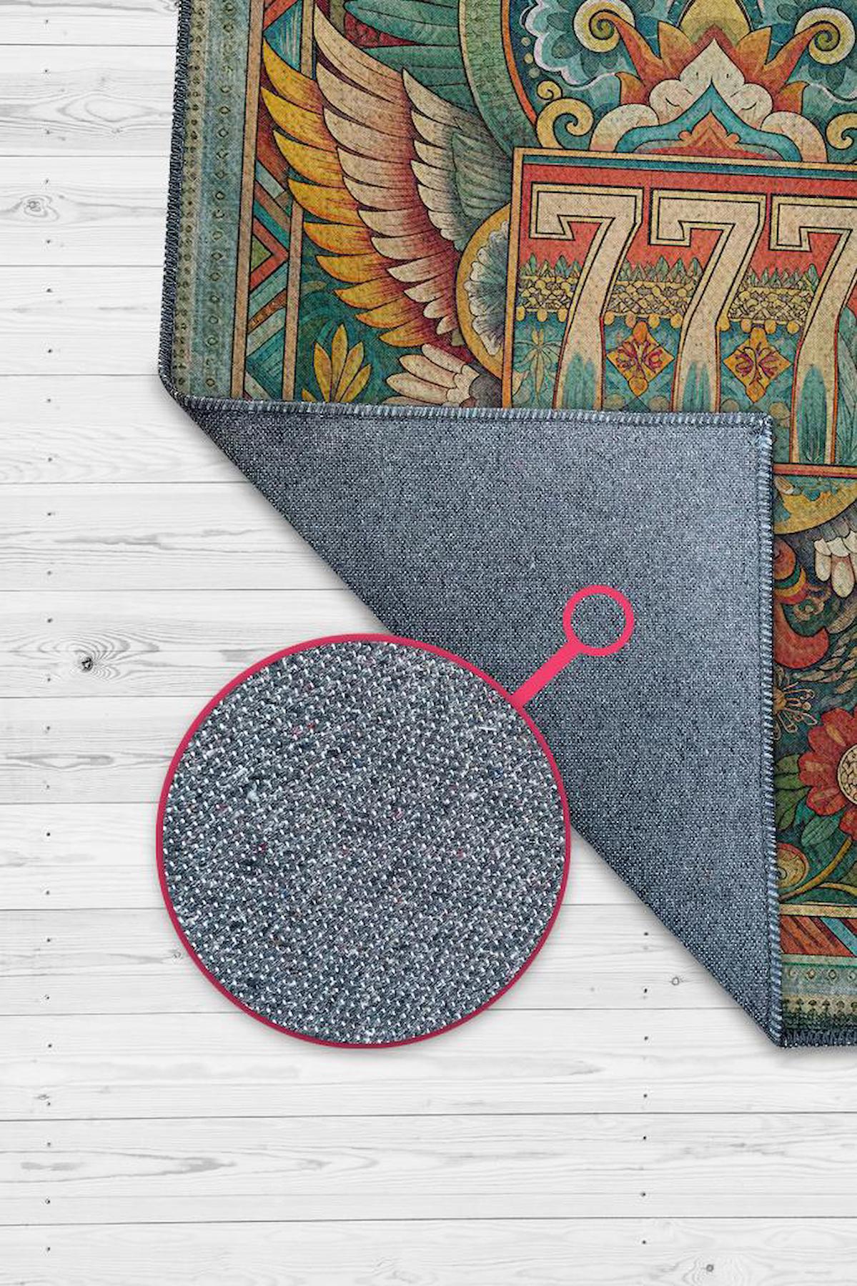 Homshtag 777 Melek Sayısı Çok Renkli 4 mm Pamuk Antistatik Yıkanabilir İnce Kaymaz Dikdörtgen Makine Dokuma Salon Halısı 100x200 cm