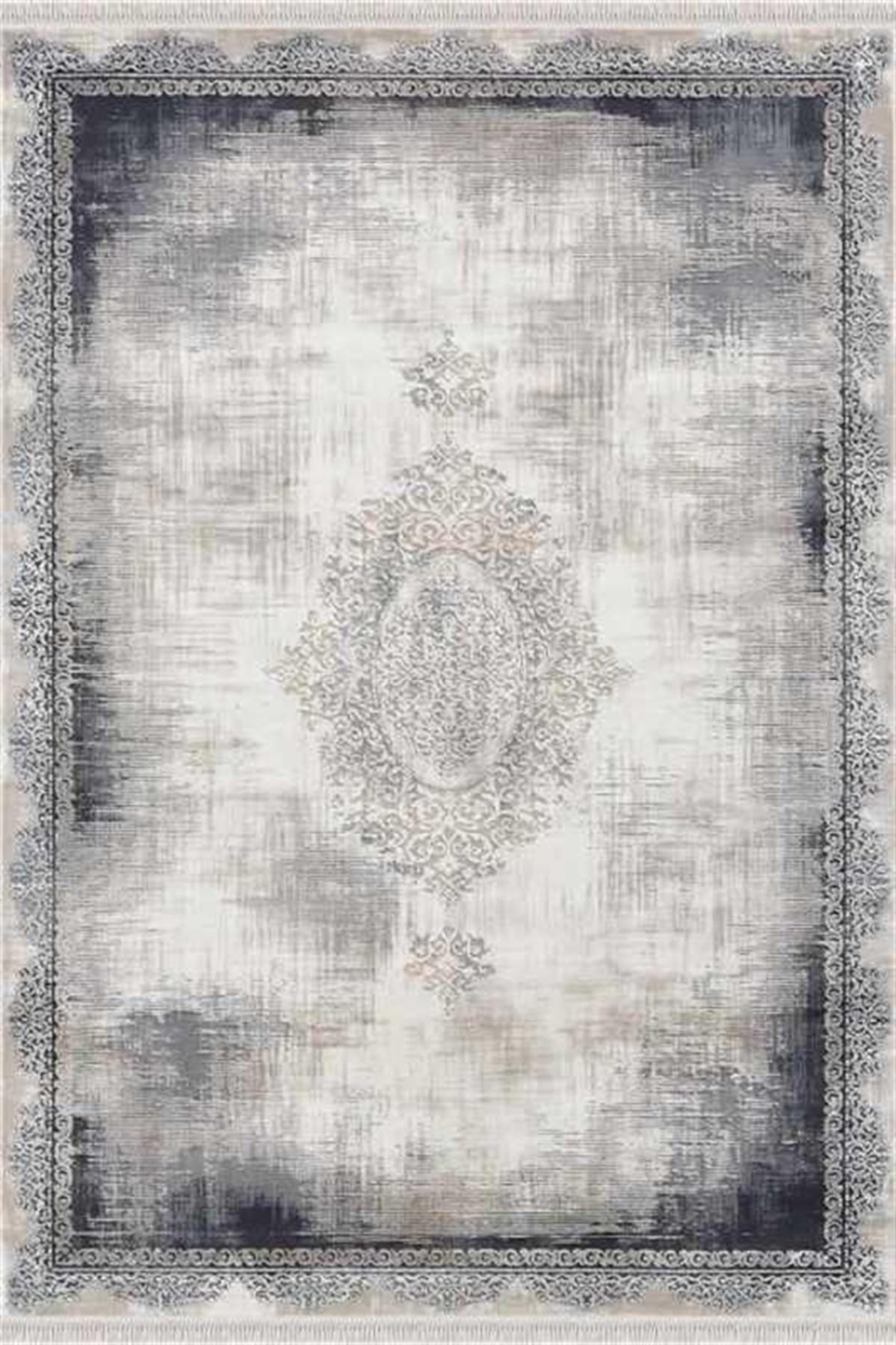 Merinos Rodin 19770 Mavi 8 mm Akrilik Toz Tutmaz Yıkanabilir Kalın Kaymaz Dikdörtgen Makine Dokuma Salon Halısı 100x300 cm