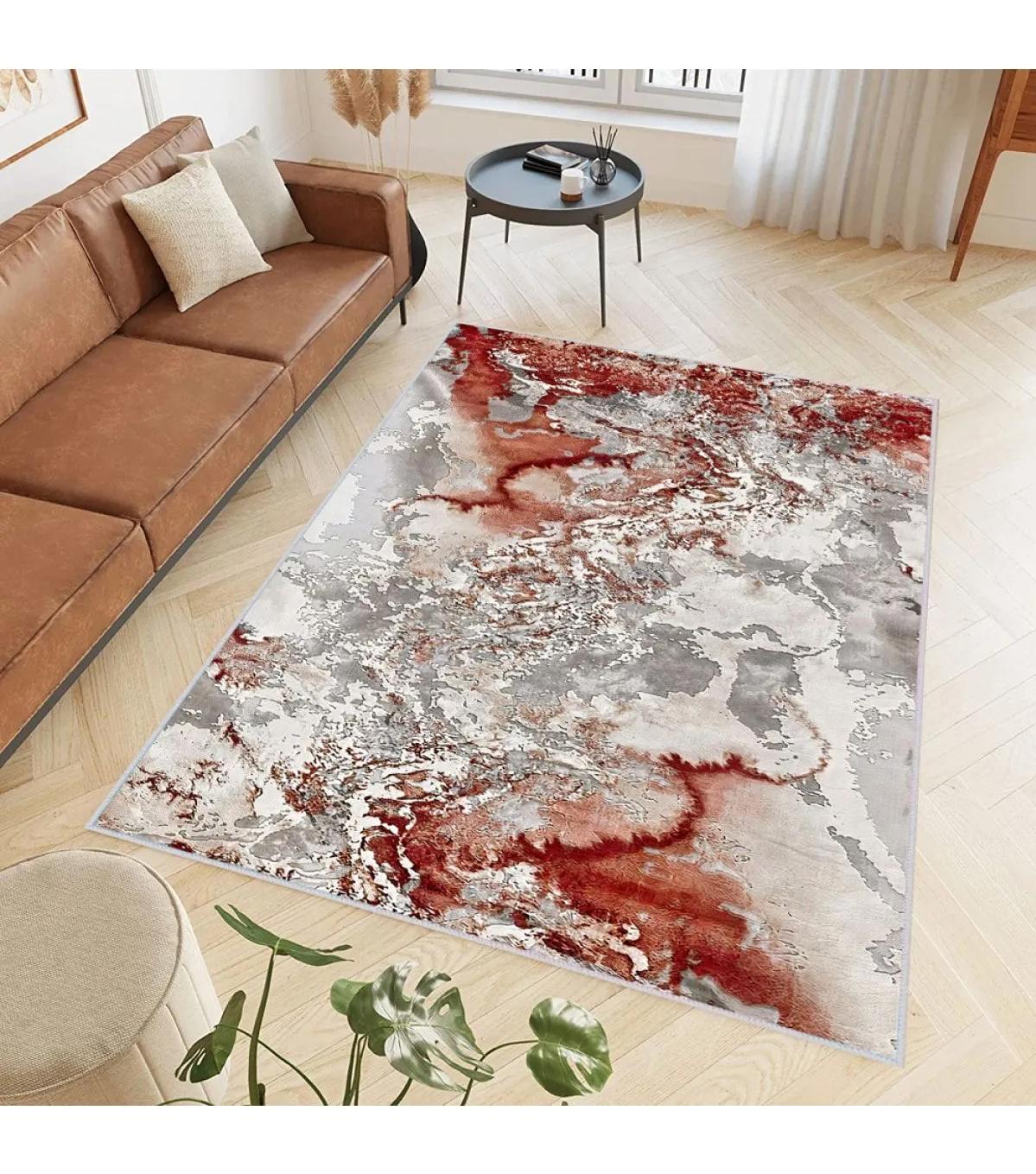 Rovigo Home RVG0435 Krem 8 mm Polyester Antibakteriyel-Leke Tutmaz-Toz Tutmaz Yıkanabilir İnce Kaymaz Dot Taban Dikdörtgen Makine Dokuma Salon Halısı 100x200 cm