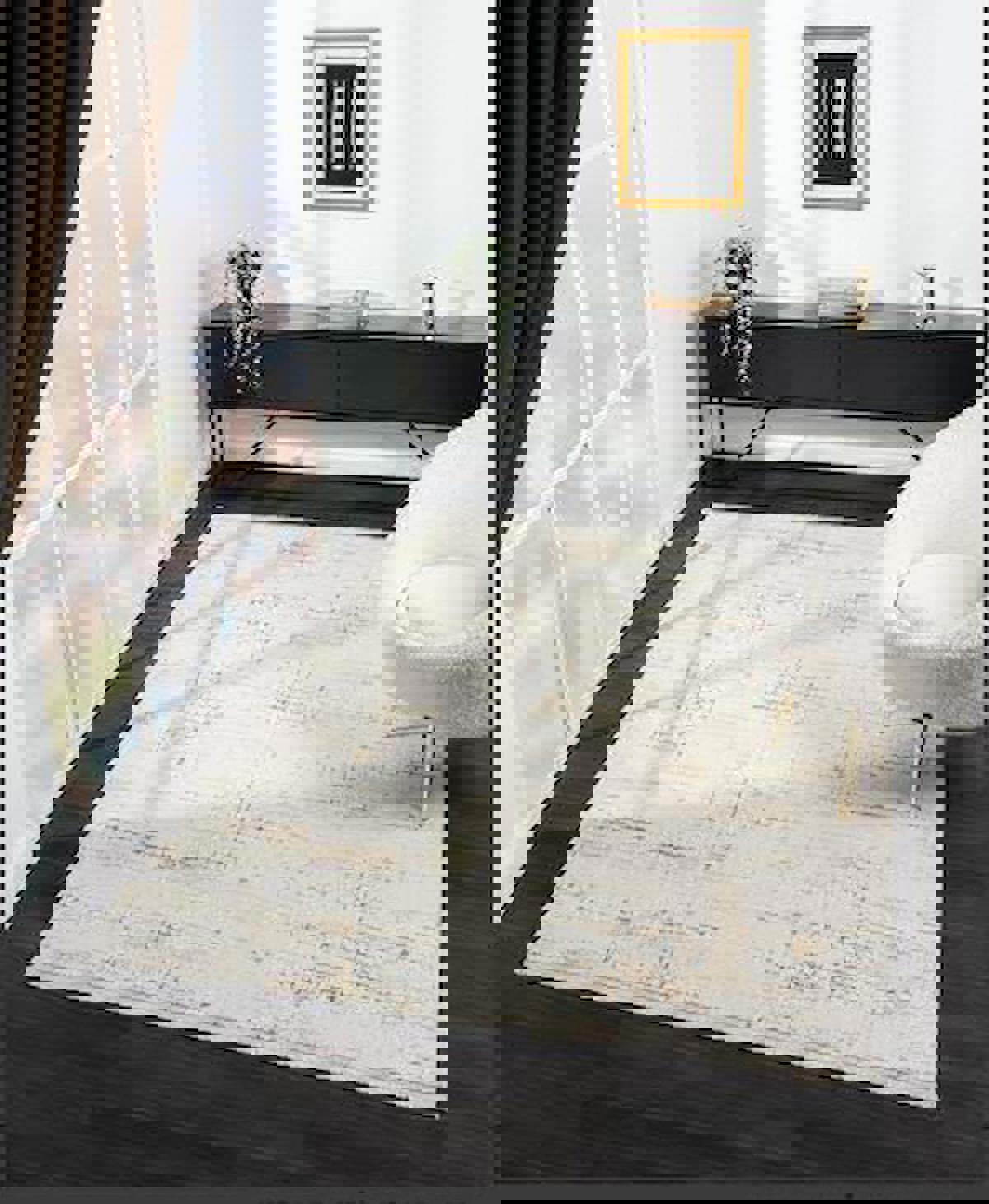Çam Halı Crown FL004S Altın 12 mm Akrilik Yıkanabilir Orta Dikdörtgen Makine Dokuma Salon Halısı 100x300 cm