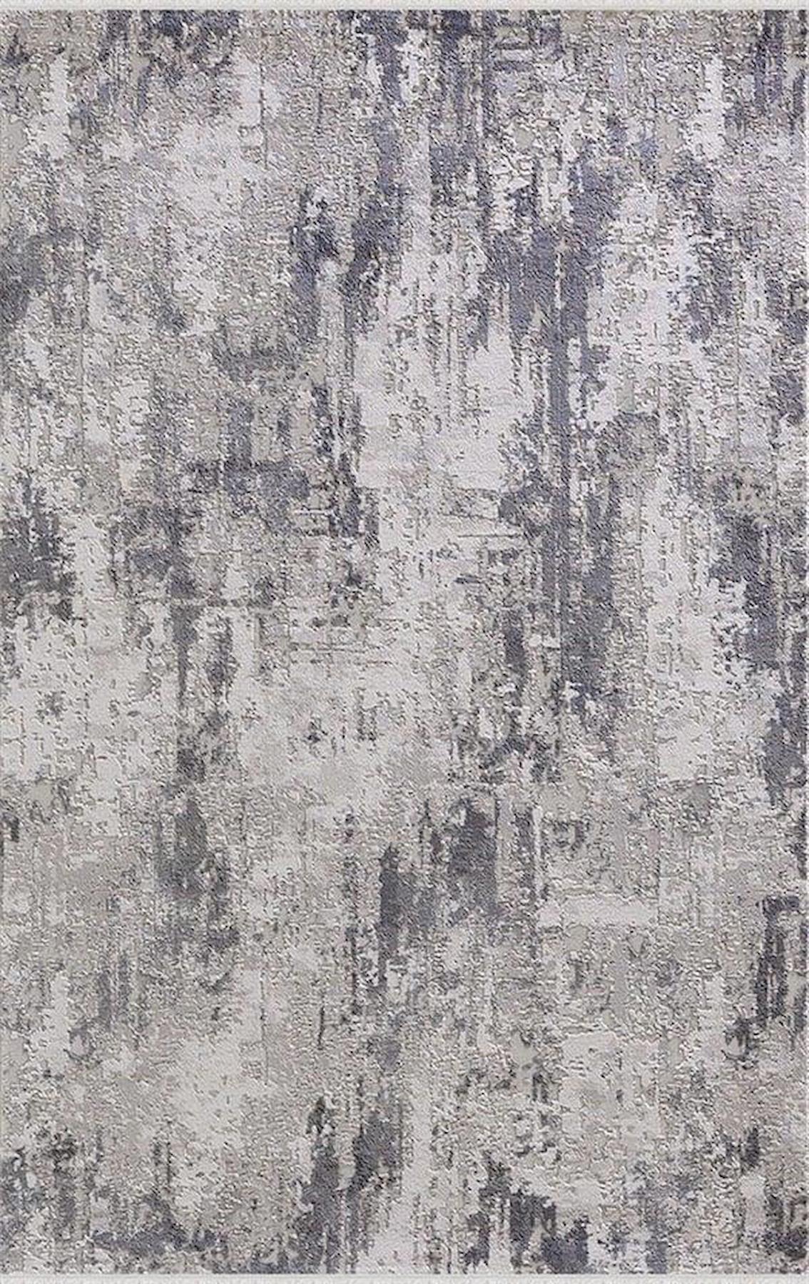 Merinos Diyez 34932 Gri 9 mm Akrilik Yıkanabilir İnce Kaymaz Jel Taban Dikdörtgen Makine Dokuma Salon Halısı 180x350 cm