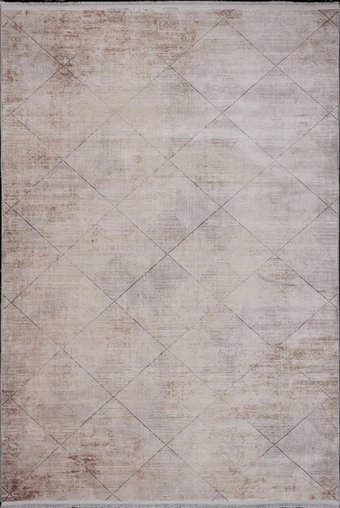 Kreasyon Halı Mazzini 1490 Vizon 7 mm Bambu Yumuşak Yıkanabilir İnce Kaymaz Dikdörtgen Makine Dokuma Salon Halısı 80x150 cm
