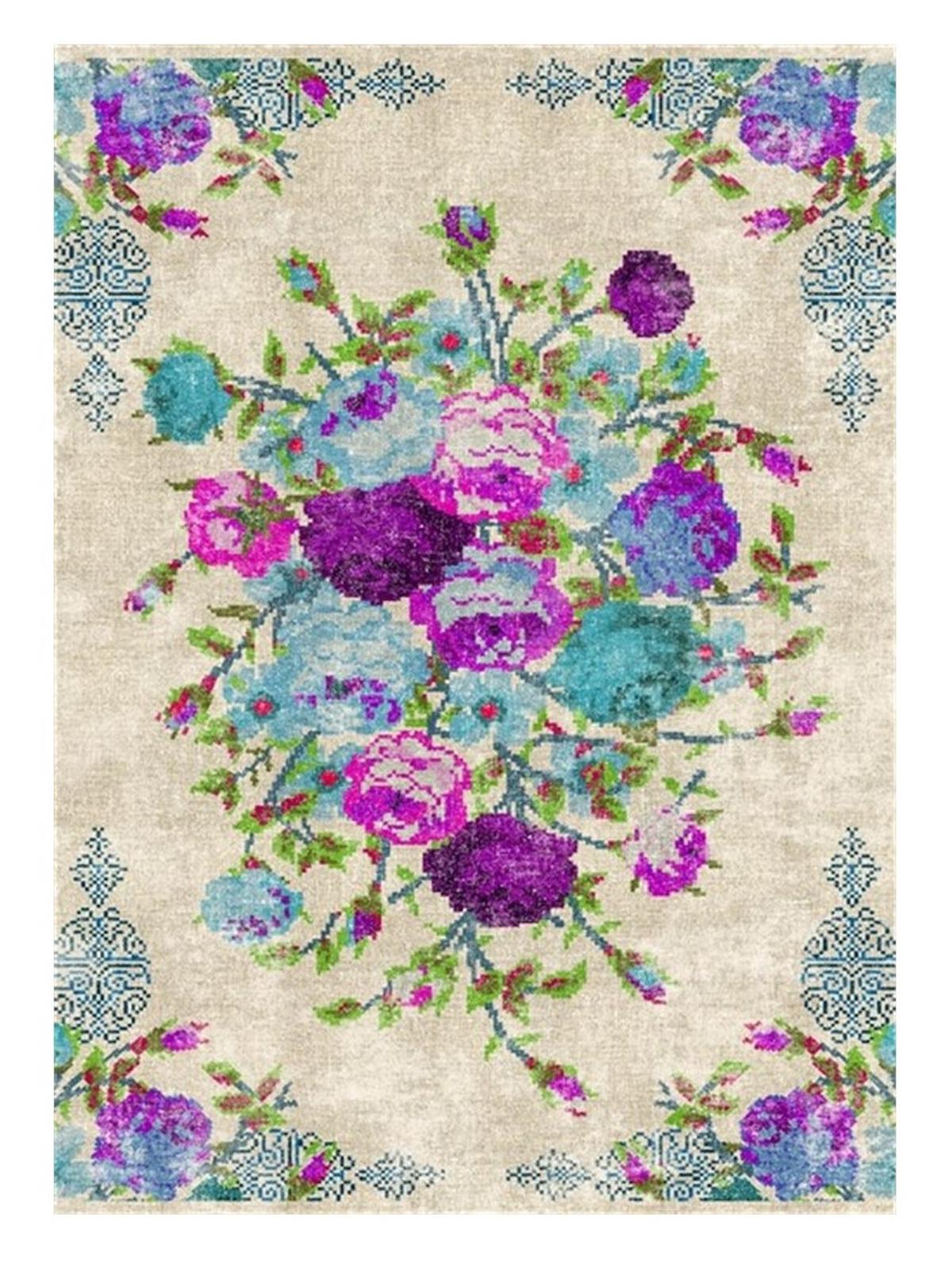 Brilliant HL11553 Çok Renkli 0.5 mm Polyester Antialerjenik Yıkanabilir İnce Kaymaz Dikdörtgen Makine Dokuma Salon Halısı 80x150 cm