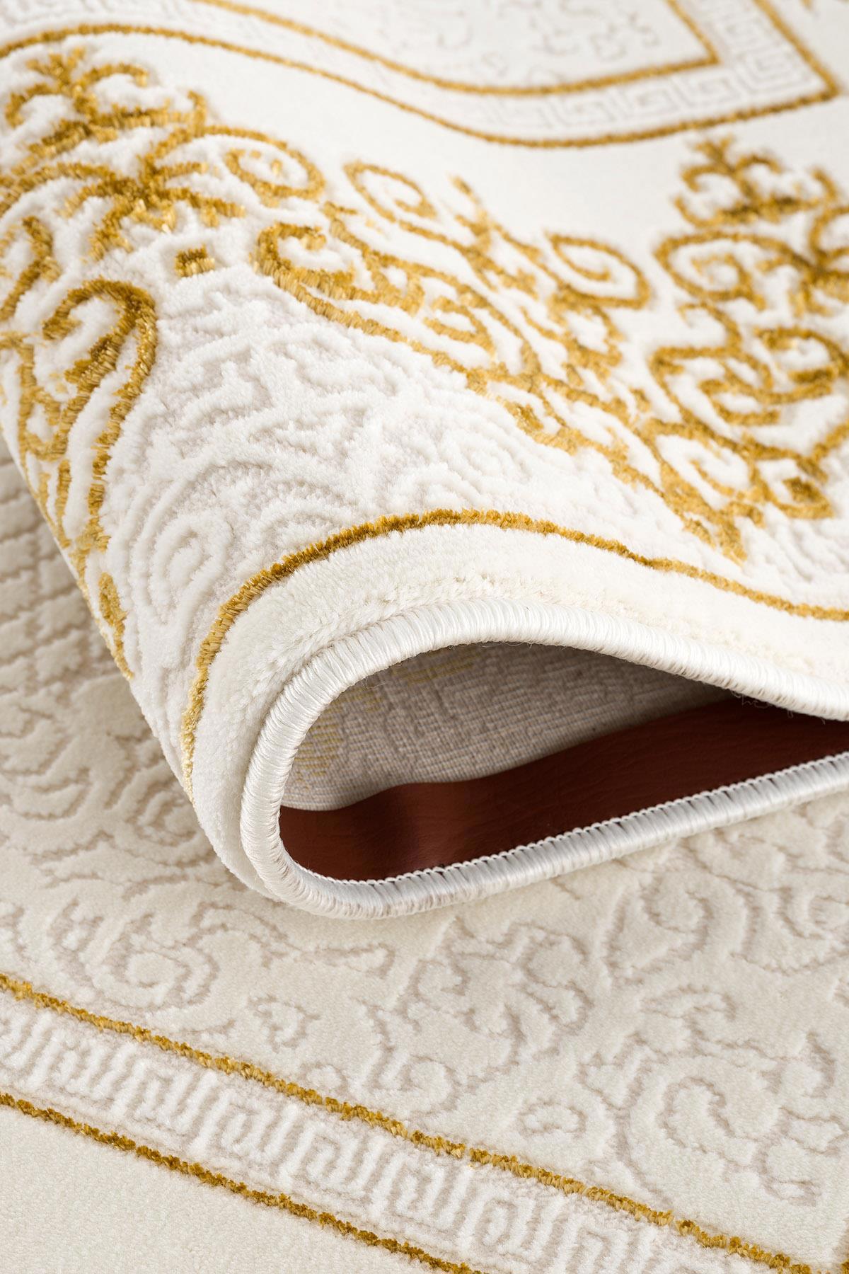 Petra Home Living Krem 12 mm Polipropilen Silinebilir Yıkanabilir Orta Kaymaz Dikdörtgen Makine Dokuma Oturma Odası-Salon Halısı 100x150 cm