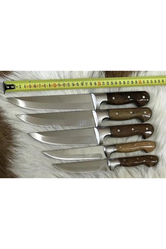 Handmade El Yapımı Meşhur Yatağan Dövme Çelik 5'li Bıçak Seti Et Mutfak