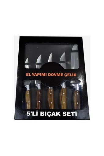 Handmade El Yapımı Meşhur Yatağan Dövme Çelik 5'li Bıçak Seti Et Mutfak