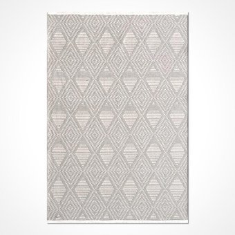 Crea Halı Antakya AU011 Krem 4 mm Polyester Toz Tutmaz Yıkanabilir İnce Pamuk Taban Dikdörtgen Makine Dokuma Salon Halısı 140x200 cm
