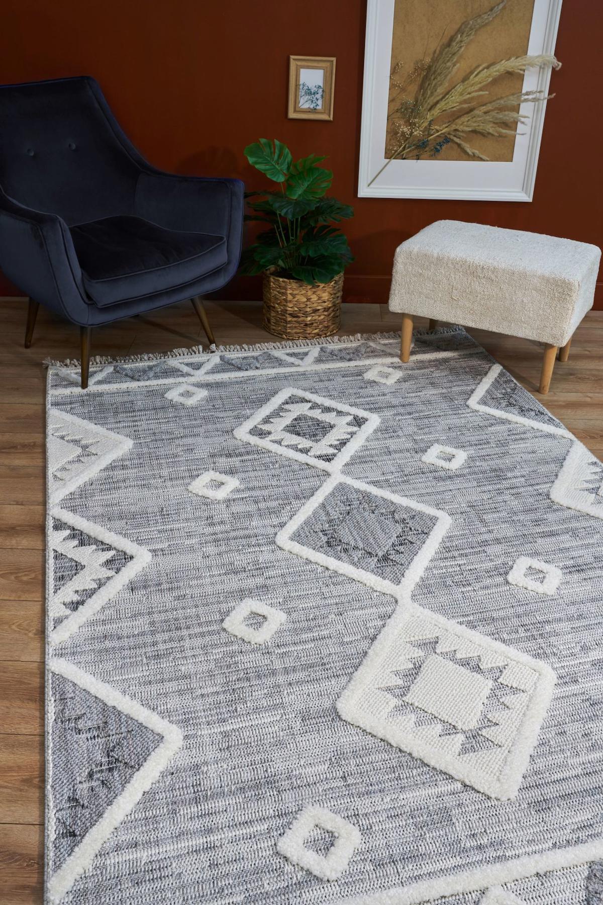 Apex Vesta 9541 Çok Renkli Pamuk Yıkanabilir İnce Kaymaz Jüt Taban Dikdörtgen Makine Dokuma Salon Halısı 80x300 cm