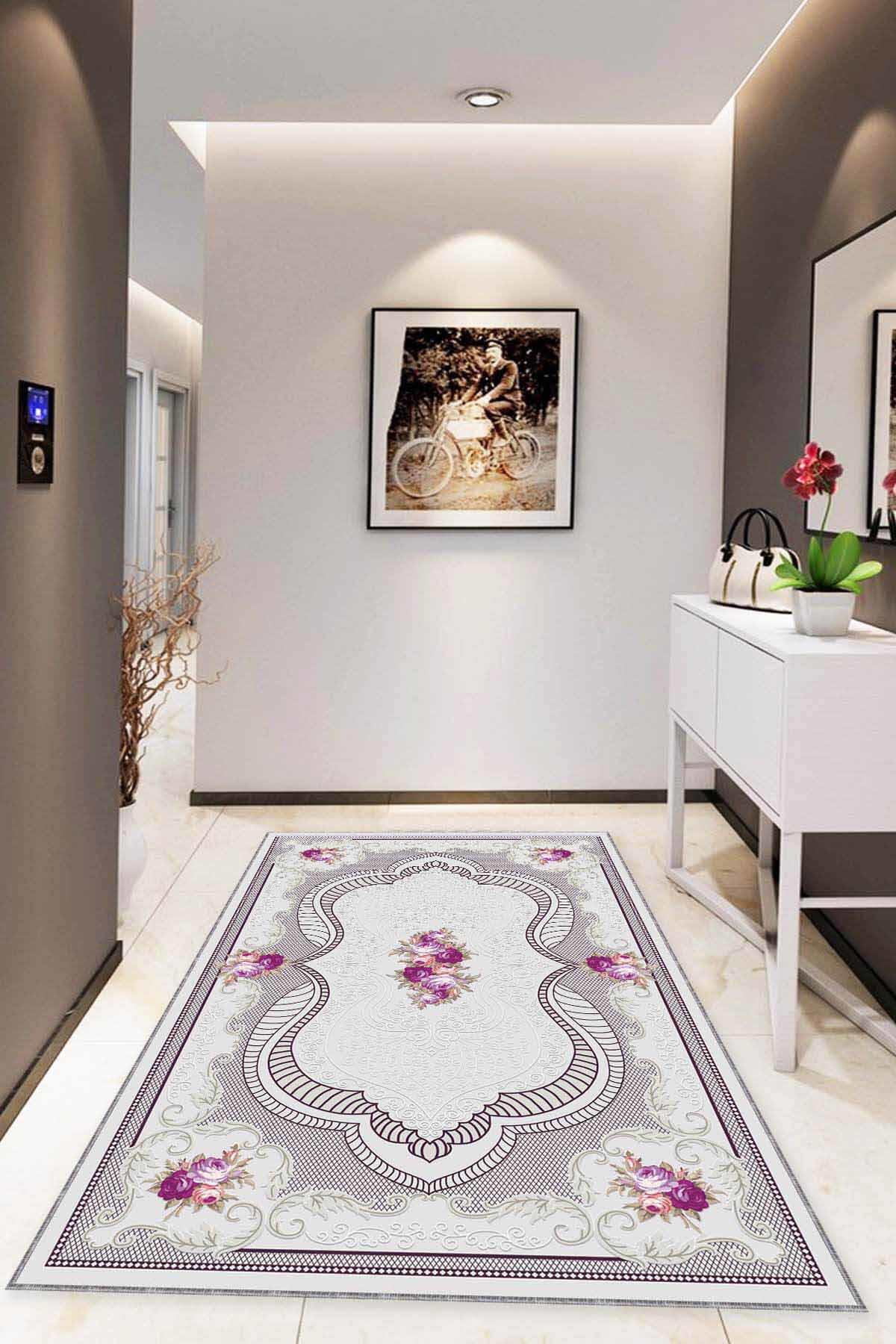 Viva Home MK40 Pembe 7 mm Mikropolyester Leke Tutmaz Yıkanabilir İnce Kaymaz Dot Taban Dikdörtgen Makine Dokuma Çocuk Odası Halısı 160x230 cm