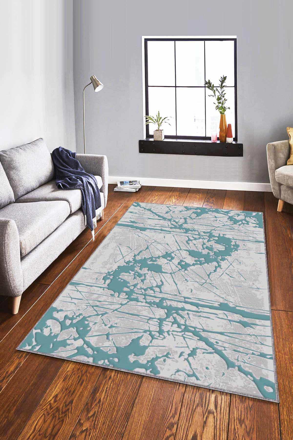 Viva Home EF007 Çok Renkli 7 mm Mikropolyester Koku Yapmaz-Leke Tutmaz-Toz Tutmaz Yıkanabilir İnce Kaymaz Dot Taban Dikdörtgen Makine Dokuma Antre-Oturma Odası-Salon-Yatak Odası Halısı 130x190 cm
