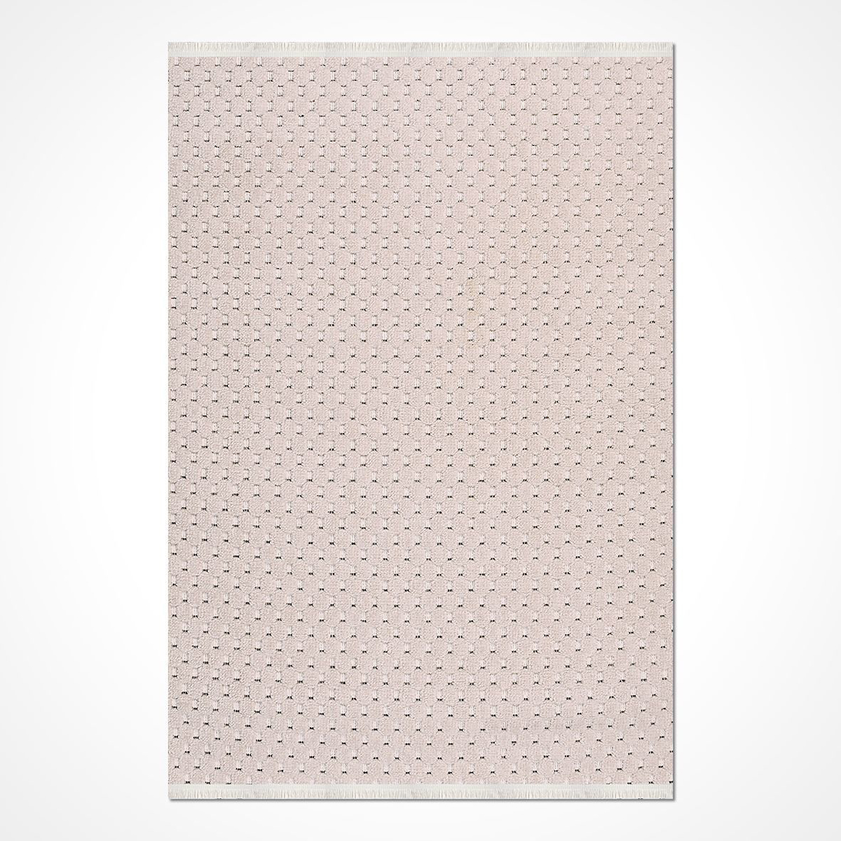 Crea Halı Rey 1859AK Krem 8 mm Polyester Toz Tutmaz Yıkanabilir Orta Dikdörtgen Makine Dokuma Salon Halısı 120x180 cm