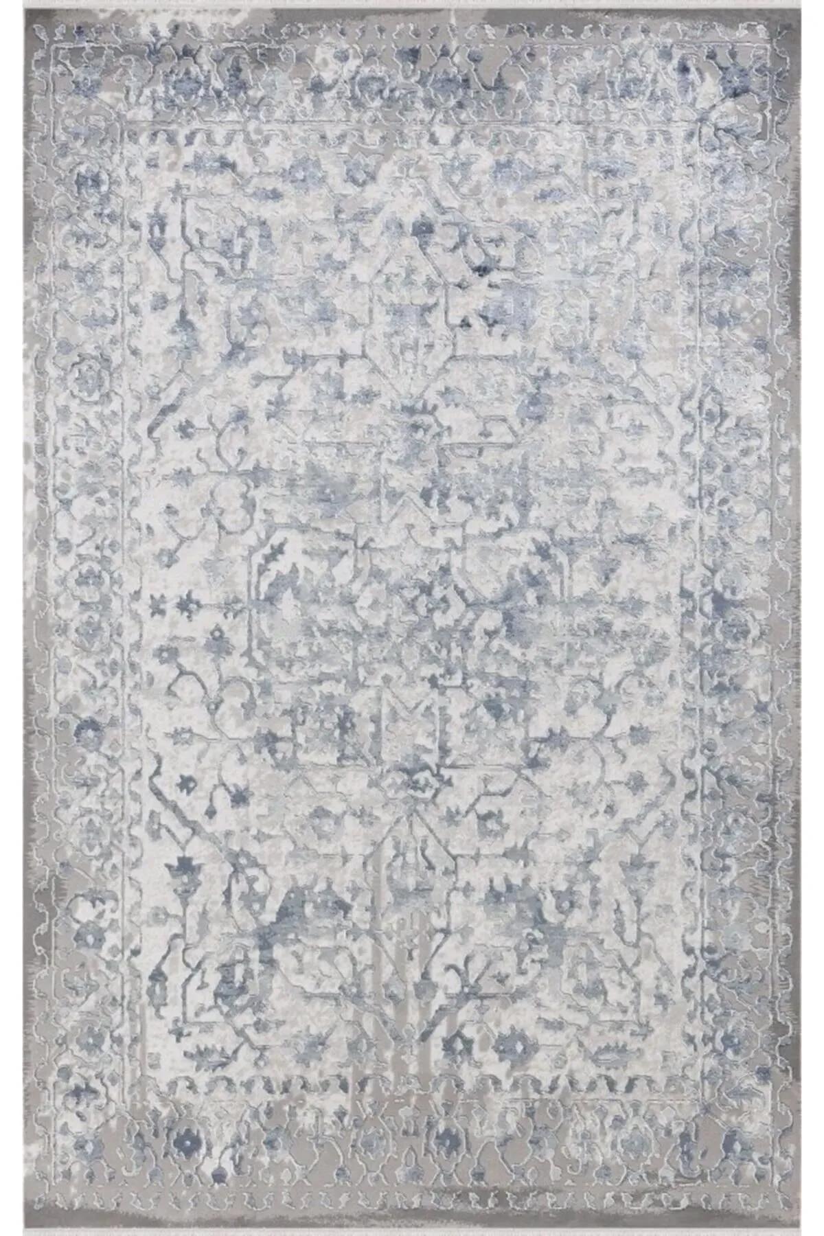 Merinos  Tresor 19931 Gri 8.5 mm Akrilik Yumuşak Yıkanabilir Kalın Kaymaz Jel Taban Dikdörtgen Makine Dokuma Salon Halısı 80x300 cm