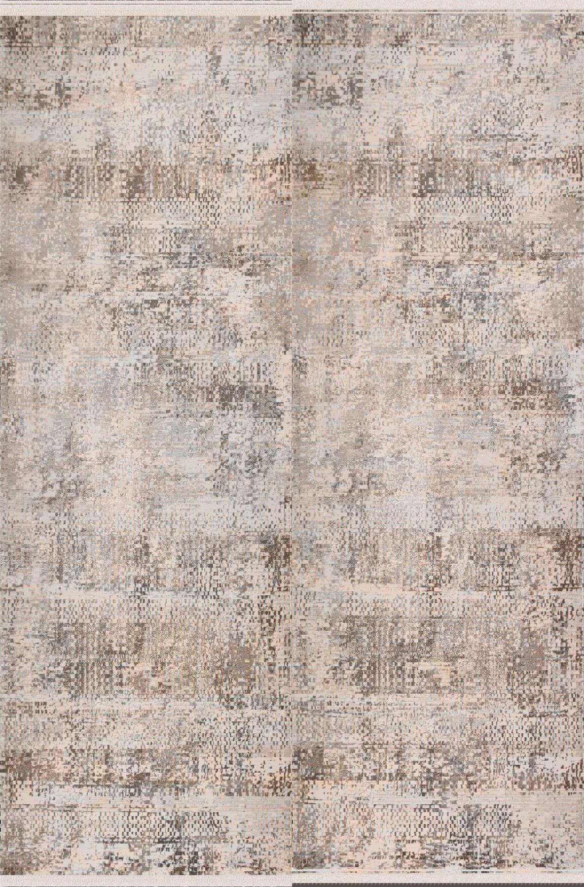 Sanat Halı Hera 3551 Krem 11 mm Polyester Antibakteriyel Yıkanabilir Kalın Kaymaz Lateks Taban Dikdörtgen Makine Dokuma Salon Halısı 100x200 cm