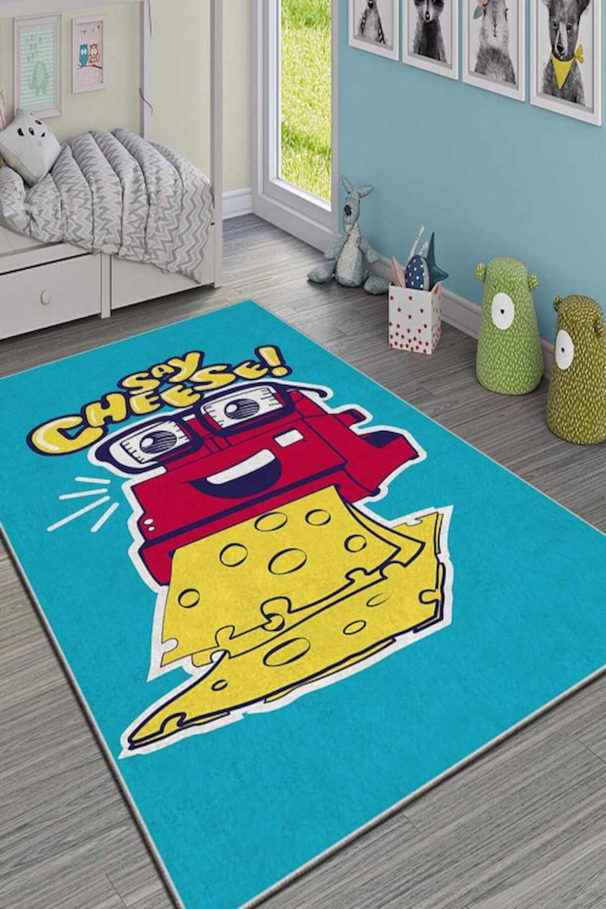 Homefesto Krem 5 mm Polyester Leke Tutmaz Yıkanabilir İnce Kaymaz Taban Dikdörtgen Makine Dokuma Çocuk Odası Halısı 100x300 cm