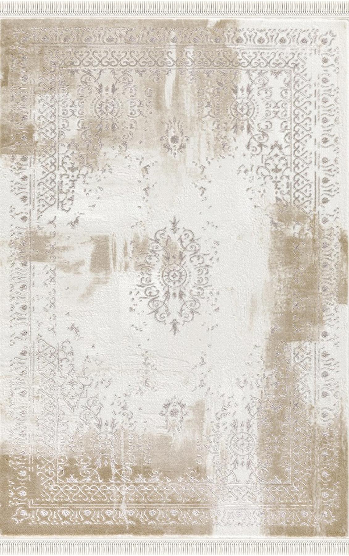 Padişah PN004 Krem 12 mm Akrilik Yumuşak Yıkanabilir İnce Kaymaz Dikdörtgen Makine Dokuma Salon Halısı 120x200 cm