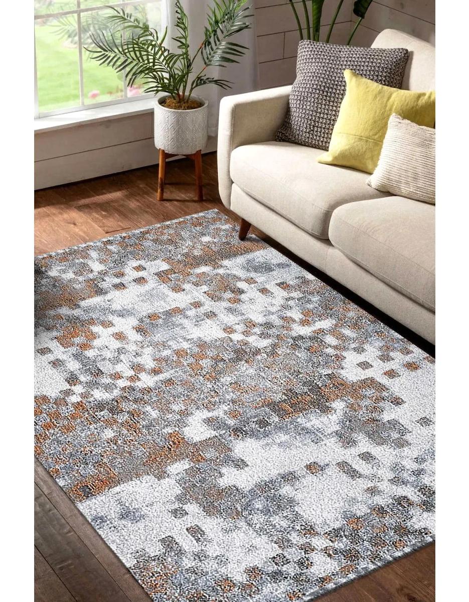 Atlas Halı Aster AQ05C Krem 0.6 mm Akrilik Yıkanabilir İnce Kaymaz Jüt Taban Dikdörtgen Makine Dokuma Salon Halısı 120x180 cm