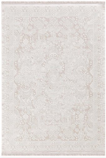 Dinarsu Arora 31886 Krem 10 mm Akrilik Yıkanabilir Kalın Kaymaz Jüt Taban Dikdörtgen Makine Dokuma Salon Halısı 180x300 cm