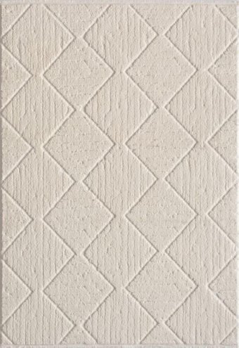 Kreasyon Halı Jolly JL001 Krem 10 mm Polyester Yıkanabilir Kaymaz Taban Dikdörtgen Makine Dokuma Salon Halısı 160x230 cm