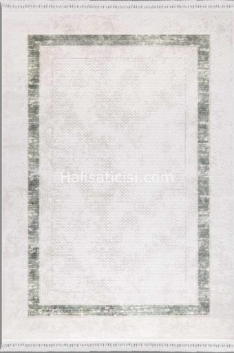 Flora Halı Ayşıl 5893A Yeşil 11 mm Akrilik-Bambu Silinebilir Yıkanabilir Dikdörtgen Makine Dokuma Salon Halısı 160x230 cm