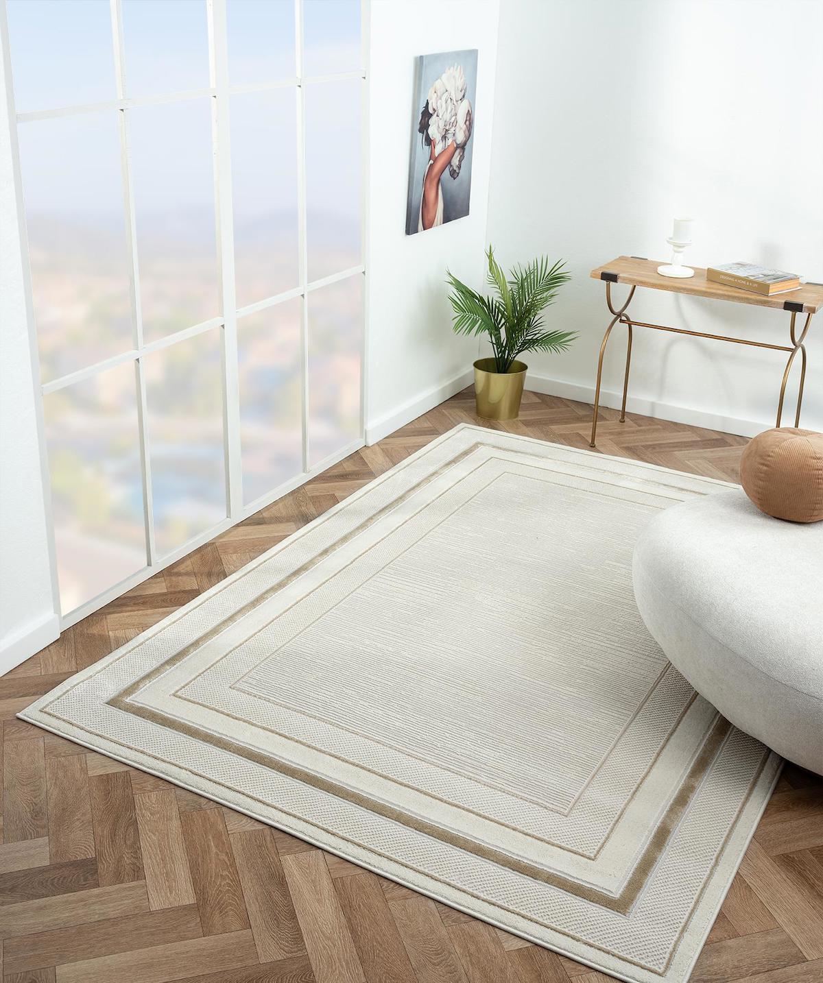 Home Dream Krem 10 mm Polipropilen Solma Yapmaz Yıkanabilir Orta Kaymaz Jüt Taban Dikdörtgen Makine Dokuma Yatak Odası Halısı 80x200 cm