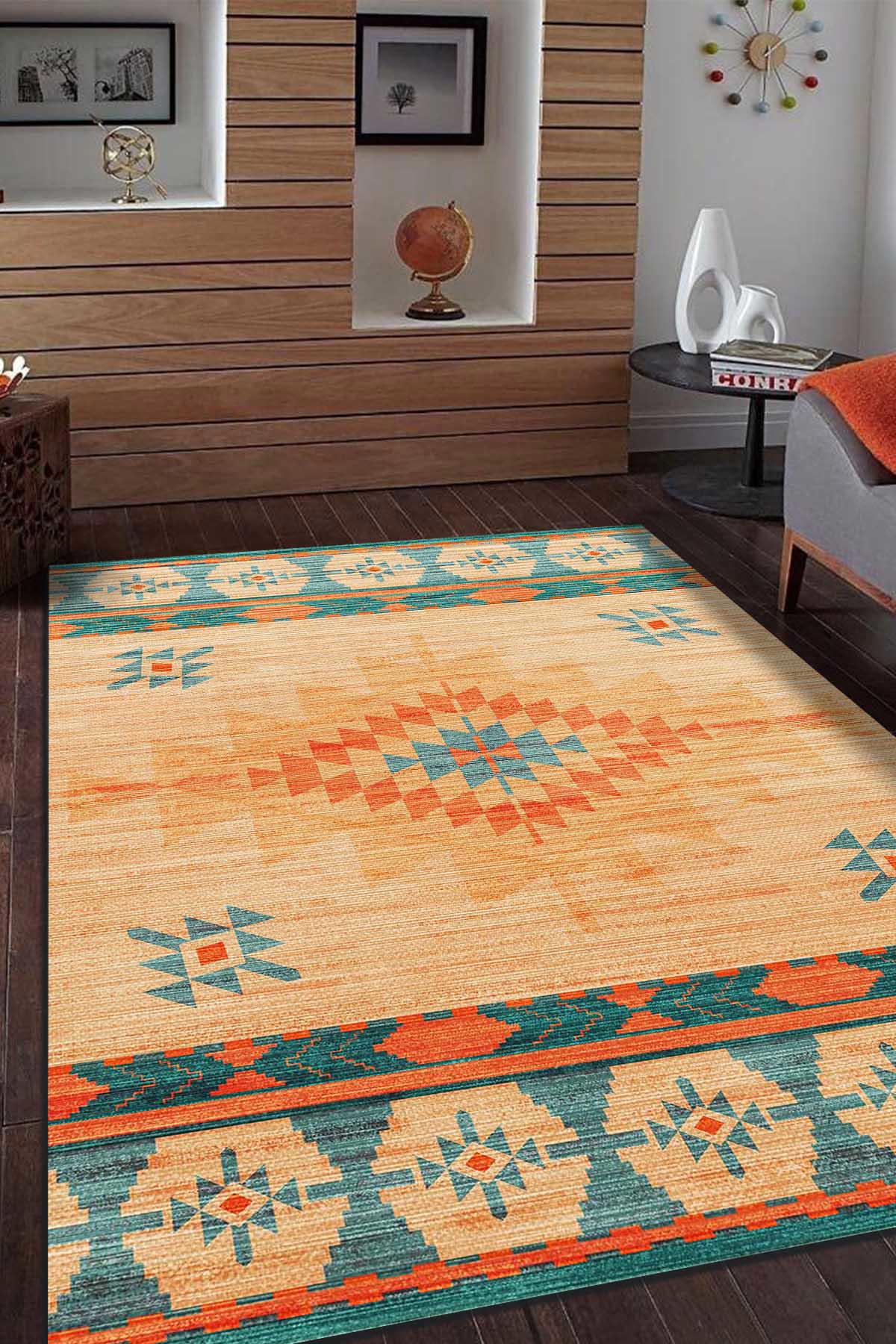 İlyaki Home Fres Krem 0.5 mm Pamuk Antibakteriyel Yıkanabilir Kaymaz Dikdörtgen Makine Dokuma Salon Halısı 200x290 cm