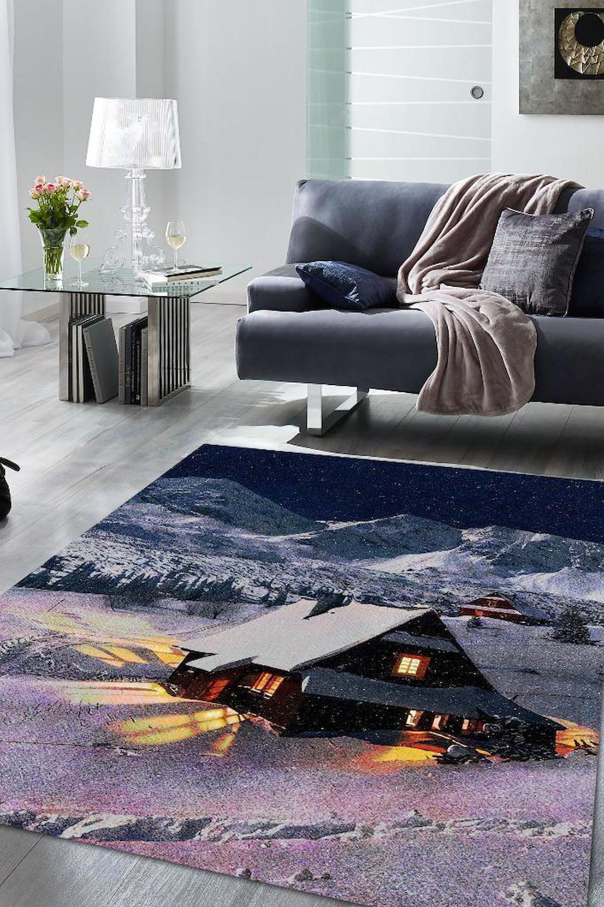 Homshtag Dağ Evi Krem 4 mm Pamuk Antistatik Yıkanabilir İnce Kaymaz Dikdörtgen Makine Dokuma Salon Halısı 40x60 cm