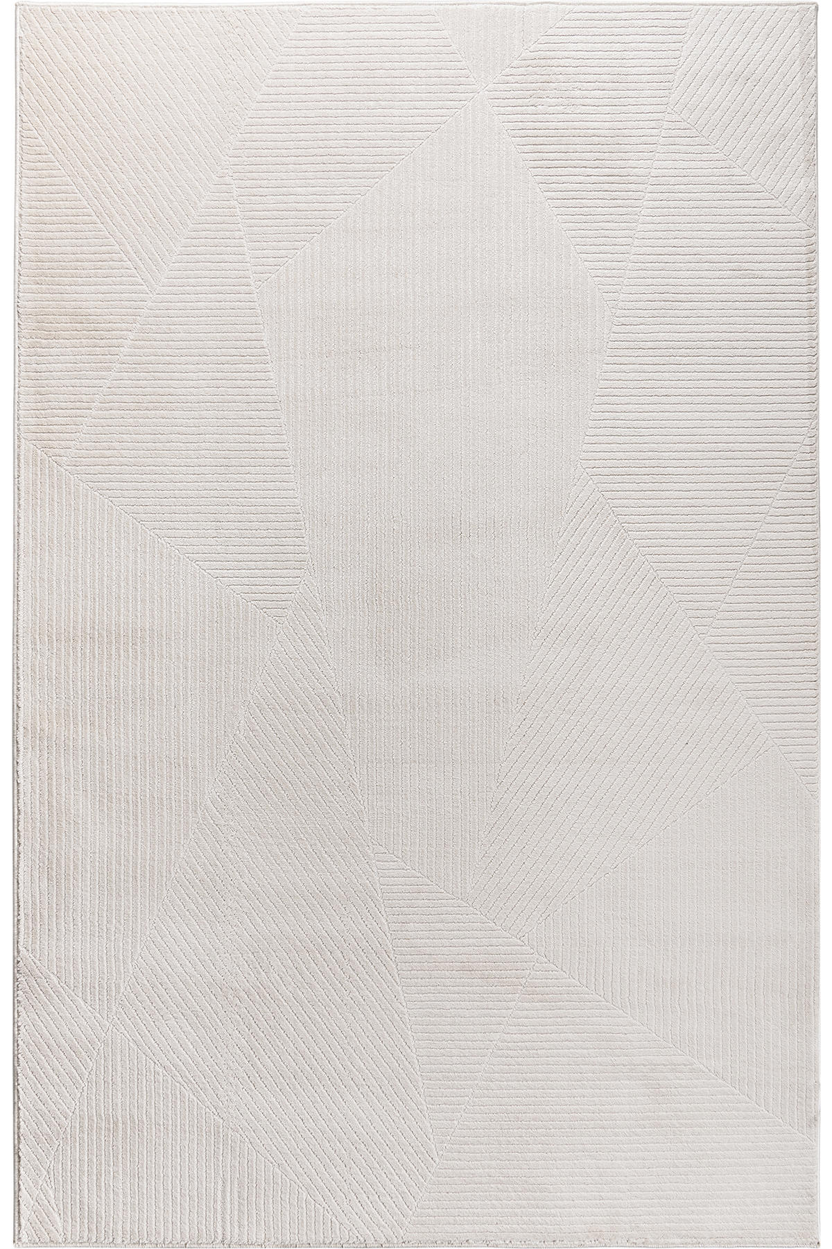 Petra Home Living 0136A Krem 20 mm Polyester Antibakteriyel Yıkanabilir Kalın Kaymaz Lateks Taban Geometrik Dikdörtgen Makine Dokuma Çocuk Odası-Oturma Odası-Salon Halısı 140x200 cm